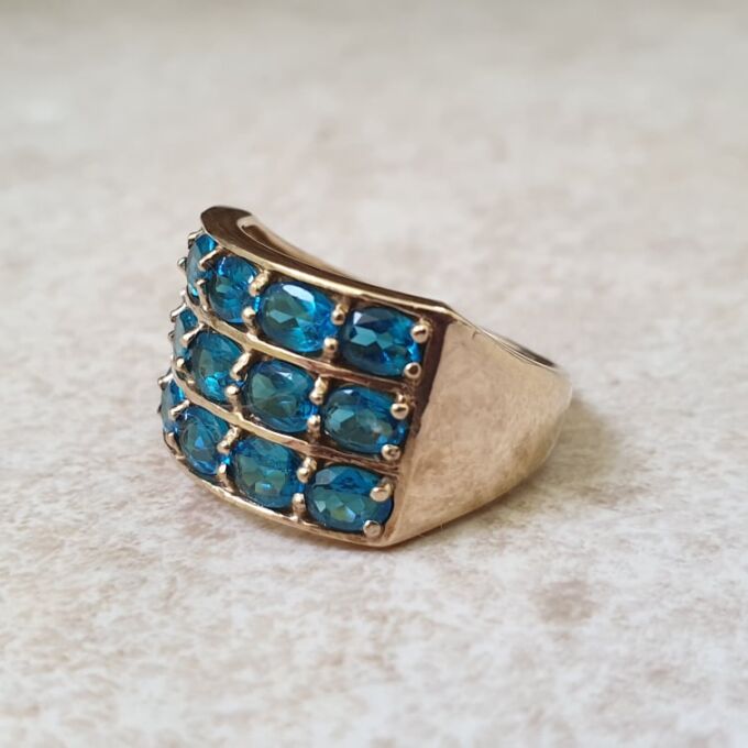 Three Row Dress Ring in 9ct Gold