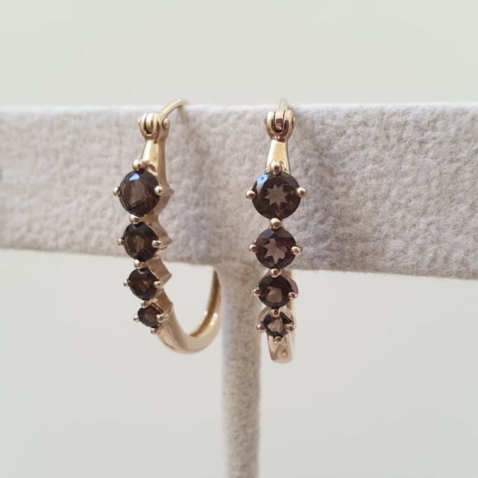 Smoky Quartz Earrings in 9ct Gold