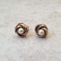 Pearl Knot Stud Earrings in 9ct Gold