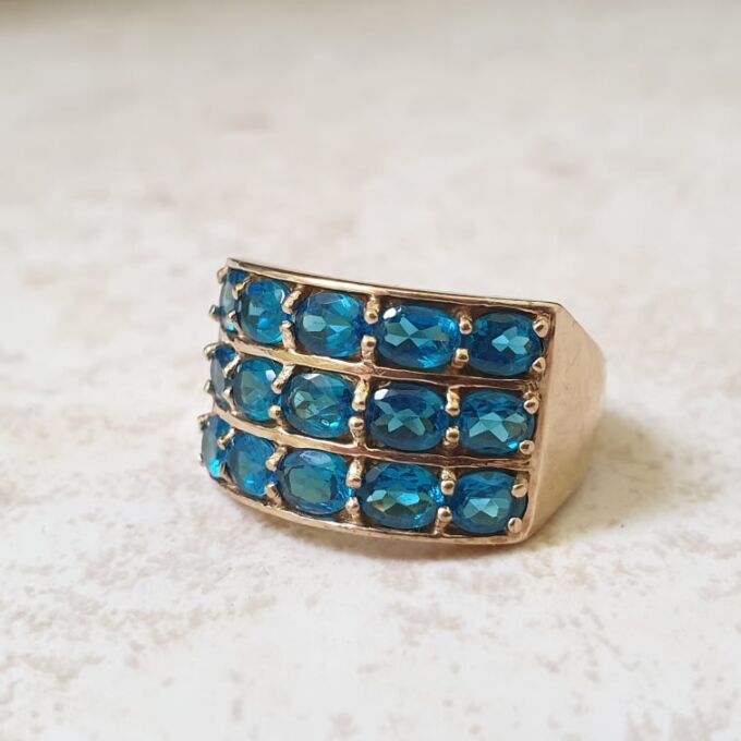 Three Row Dress Ring in 9ct Gold