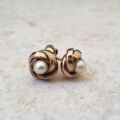 Pearl Knot Stud Earrings in 9ct Gold