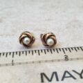 Pearl Knot Stud Earrings in 9ct Gold