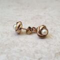 Pearl Knot Stud Earrings in 9ct Gold