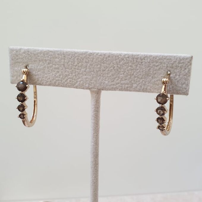 Smoky Quartz Earrings in 9ct Gold