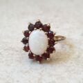Opal and Garnet Cluster Ring in 9ct Gold