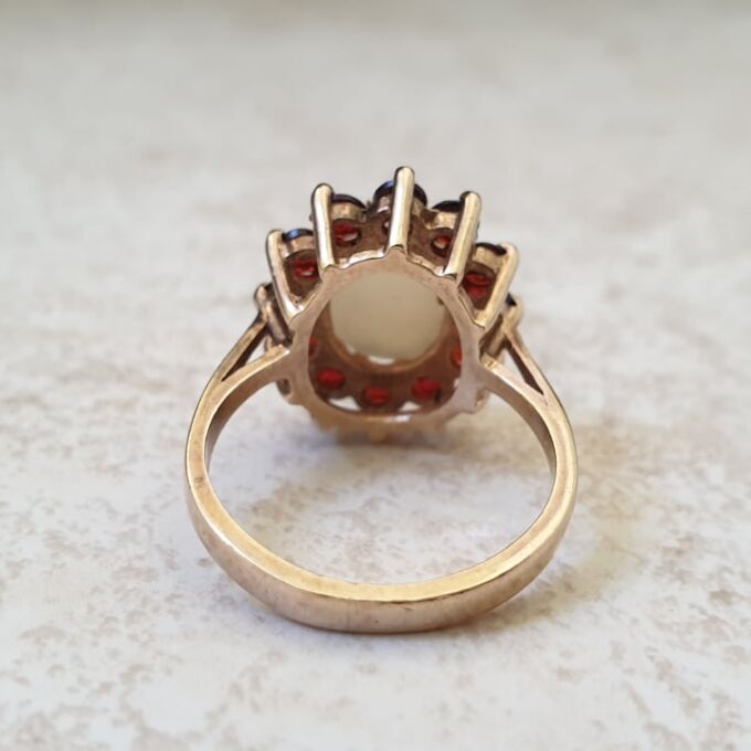 Opal and Garnet Cluster Ring in 9ct Gold