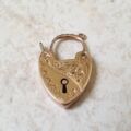 Edwardian Ornate Heart Padlock in 9ct Gold