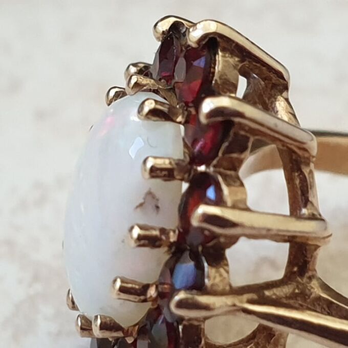 Opal and Garnet Cluster Ring in 9ct Gold
