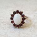 Opal and Garnet Cluster Ring in 9ct Gold