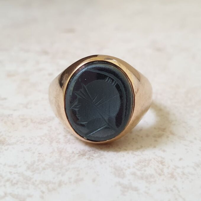 Heavyweight Onyx Centurion Signet Ring in 9ct Gold