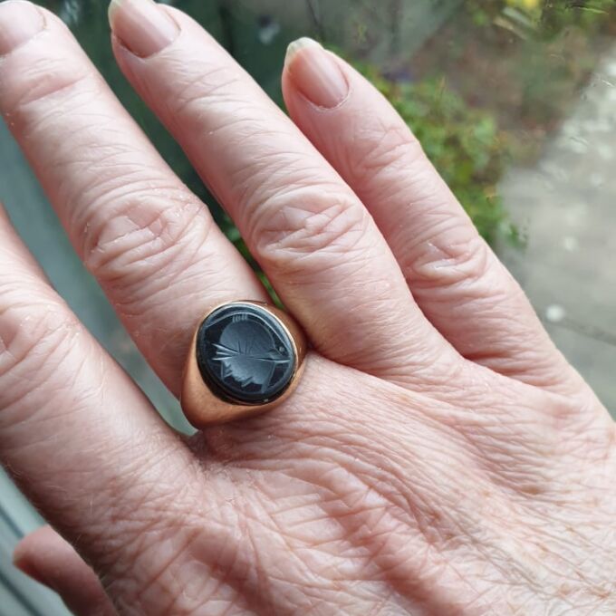 Heavyweight Onyx Centurion Signet Ring in 9ct Gold