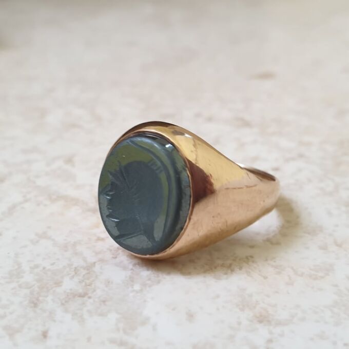 Heavyweight Onyx Centurion Signet Ring in 9ct Gold