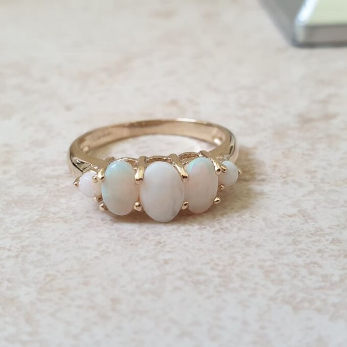Five Stone Opal Ring in 9ct Gold