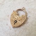 Antique Engraved Heart Padlock in 9ct Gold