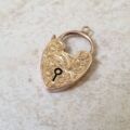 Antique Engraved Heart Padlock in 9ct Gold