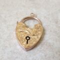 Antique Engraved Heart Padlock in 9ct Gold