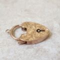 Antique Engraved Heart Padlock in 9ct Gold