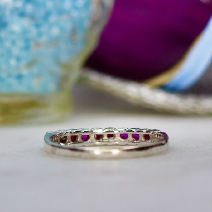 Narrow Ruby Band in 18ct White Gold