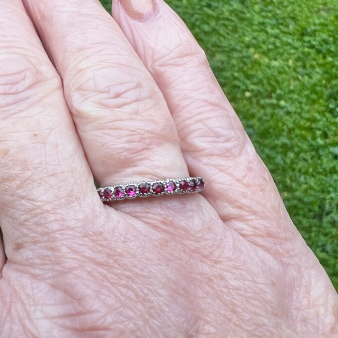 Narrow Ruby Band in 18ct White Gold