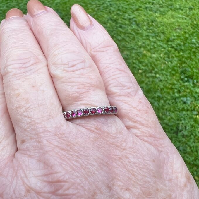 Narrow Ruby Band in 18ct White Gold