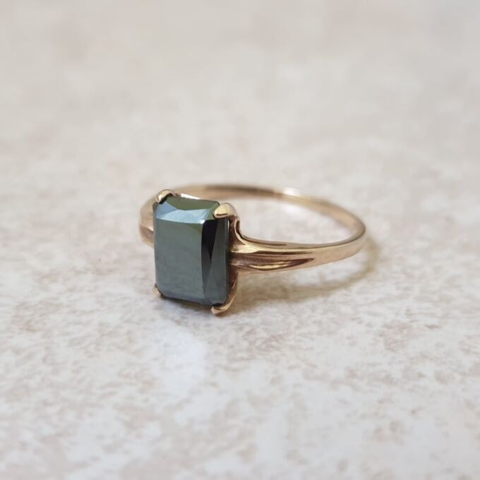 Hematite Solitaire Ring in 10ct Gold