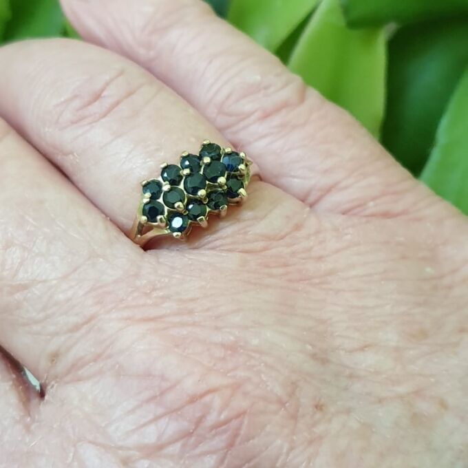 Three Row Sapphire Ring in 9ct Gold