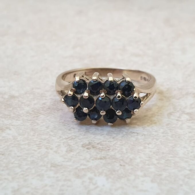 Three Row Sapphire Ring in 9ct Gold