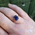 Synthetic Blue Sapphire Solitaire Ring in 18ct Gold