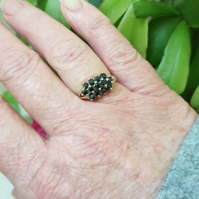 Three Row Sapphire Ring in 9ct Gold