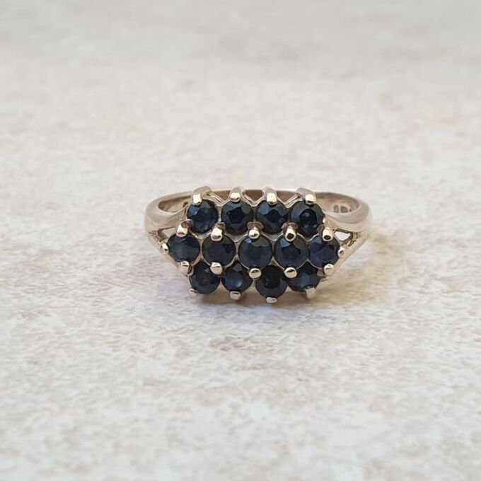 Three Row Sapphire Ring in 9ct Gold