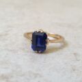 Synthetic Blue Sapphire Solitaire Ring in 18ct Gold