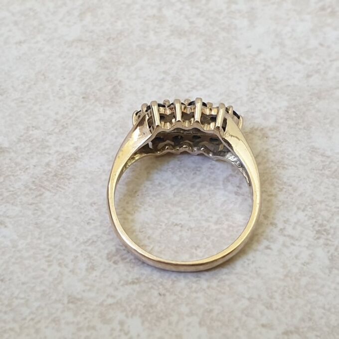 Three Row Sapphire Ring in 9ct Gold