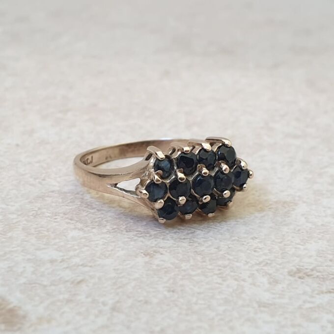 Three Row Sapphire Ring in 9ct Gold