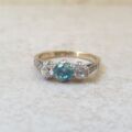 Blue & White Zircon Ring in 9ct Gold and Palladium