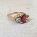 Garnet & Quartz Ring in 9ct Gold