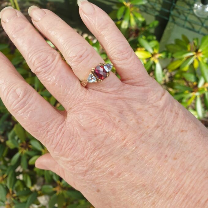 Garnet & Quartz Ring in 9ct Gold