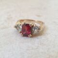 Garnet & Quartz Ring in 9ct Gold