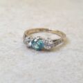 Blue & White Zircon Ring in 9ct Gold and Palladium