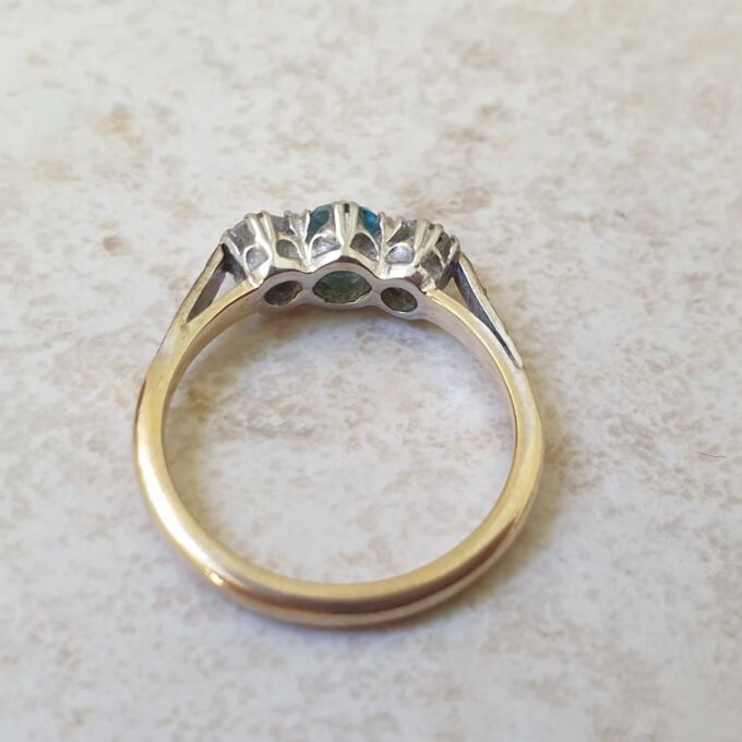 Blue & White Zircon Ring in 9ct Gold and Palladium