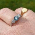 Blue & White Zircon Ring in 9ct Gold and Palladium