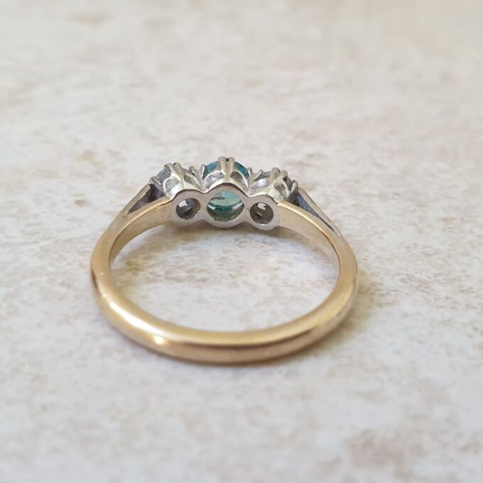 Blue & White Zircon Ring in 9ct Gold and Palladium