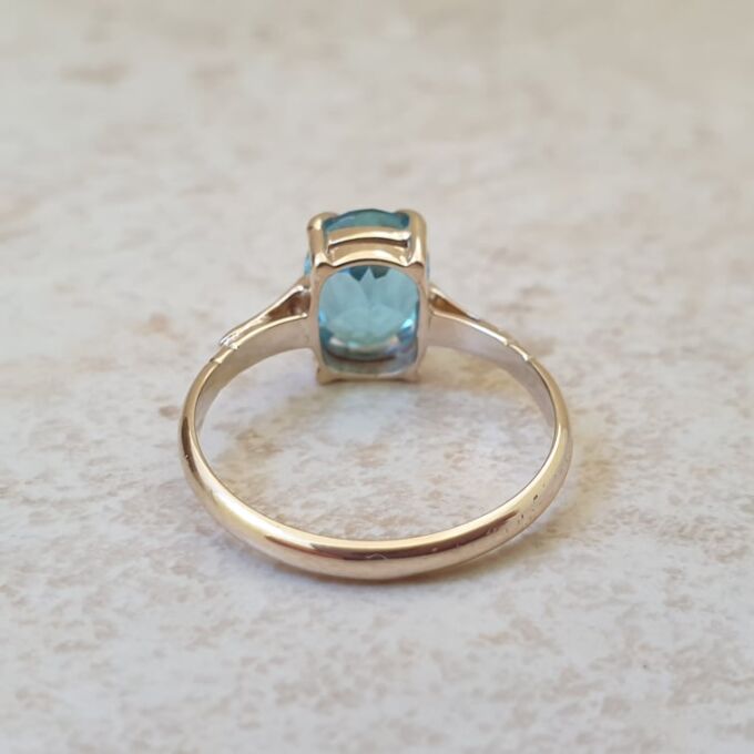 Swiss Blue Topaz Solitaire Ring in 9ct Gold