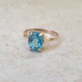 Swiss Blue Topaz Solitaire Ring in 9ct Gold