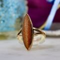 Marquise or Navette Goldstone Ring in 9ct Gold