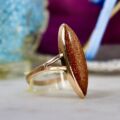Marquise or Navette Goldstone Ring in 9ct Gold