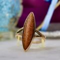 Marquise or Navette Goldstone Ring in 9ct Gold