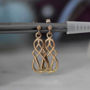 Celtic Drop Earrings in 9ct Gold