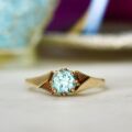 Blue Zircon Solitaire Ring in 9ct Gold