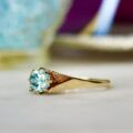 Blue Zircon Solitaire Ring in 9ct Gold