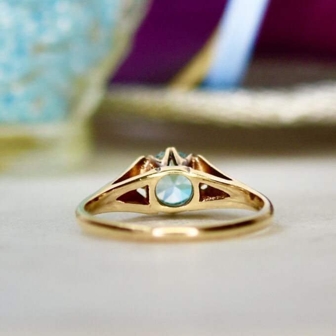 Blue Zircon Solitaire Ring in 9ct Gold